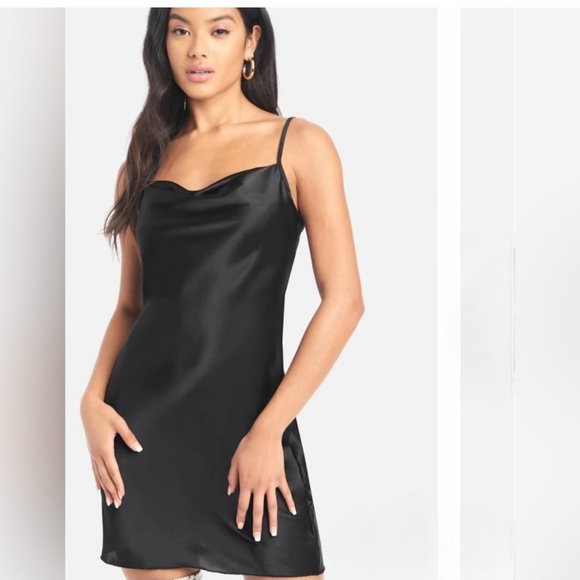 Bebe Satin Cowl Neck Slip Dress in Black Size Small - Picture 2 of 9